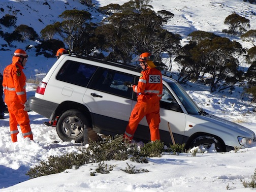 Subaru Forester car accident in snow