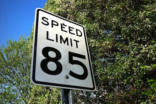 85 mph road sign