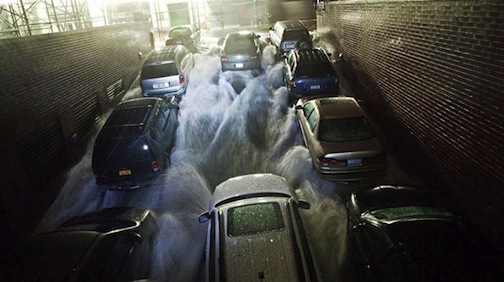 Cars flooded by Hurricane Sandy