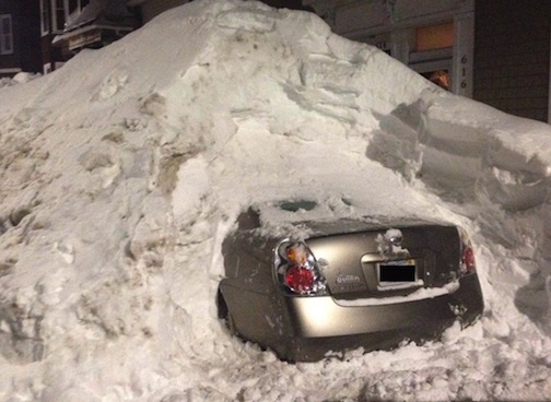 Car buried in snow, Boston