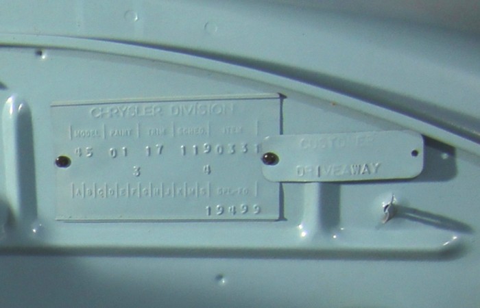 Chrysler customer driveaway tag