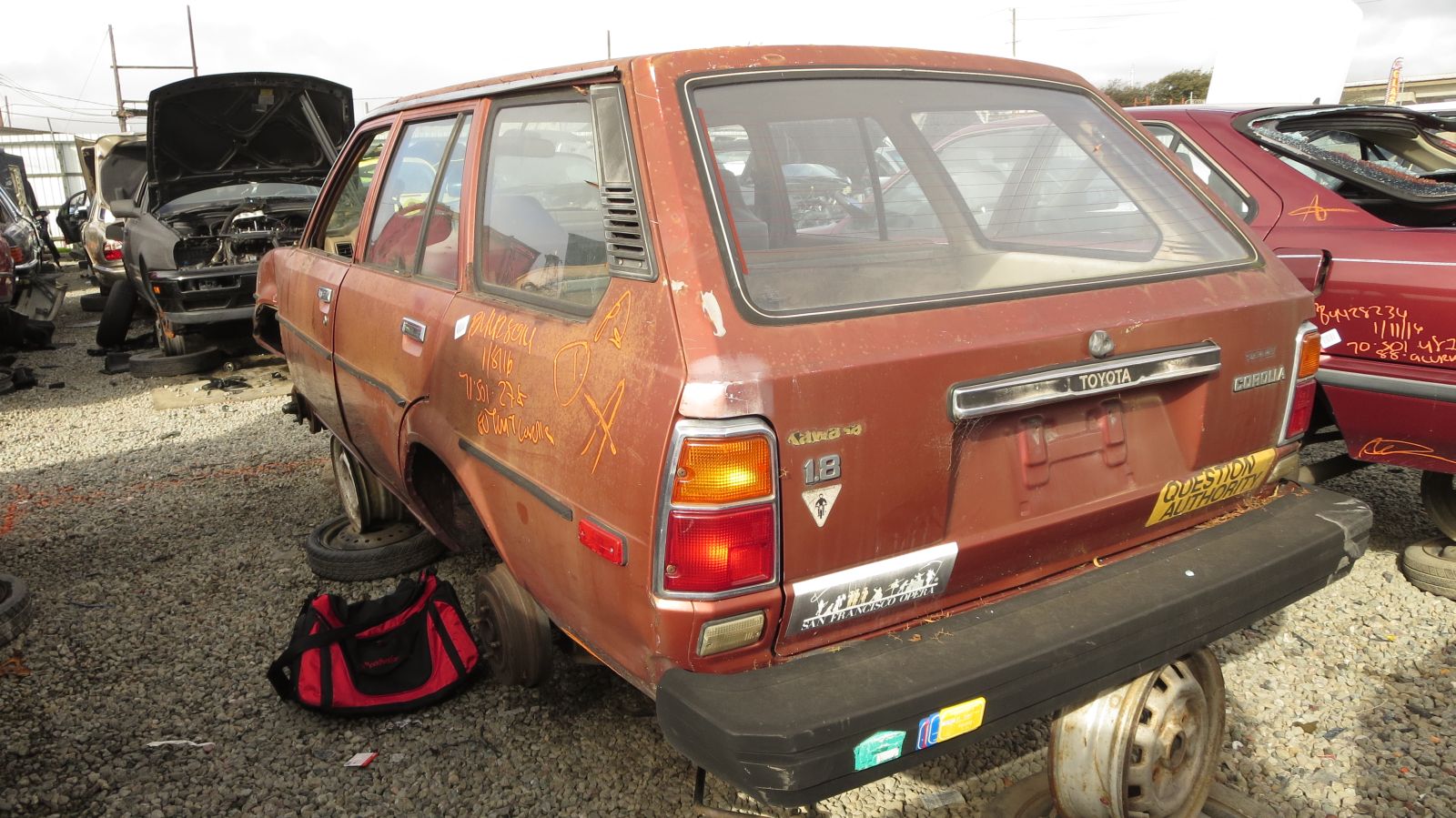 18 - 1980 Toyota Corolla wagon in California junkyard - photo by Murilee Martin